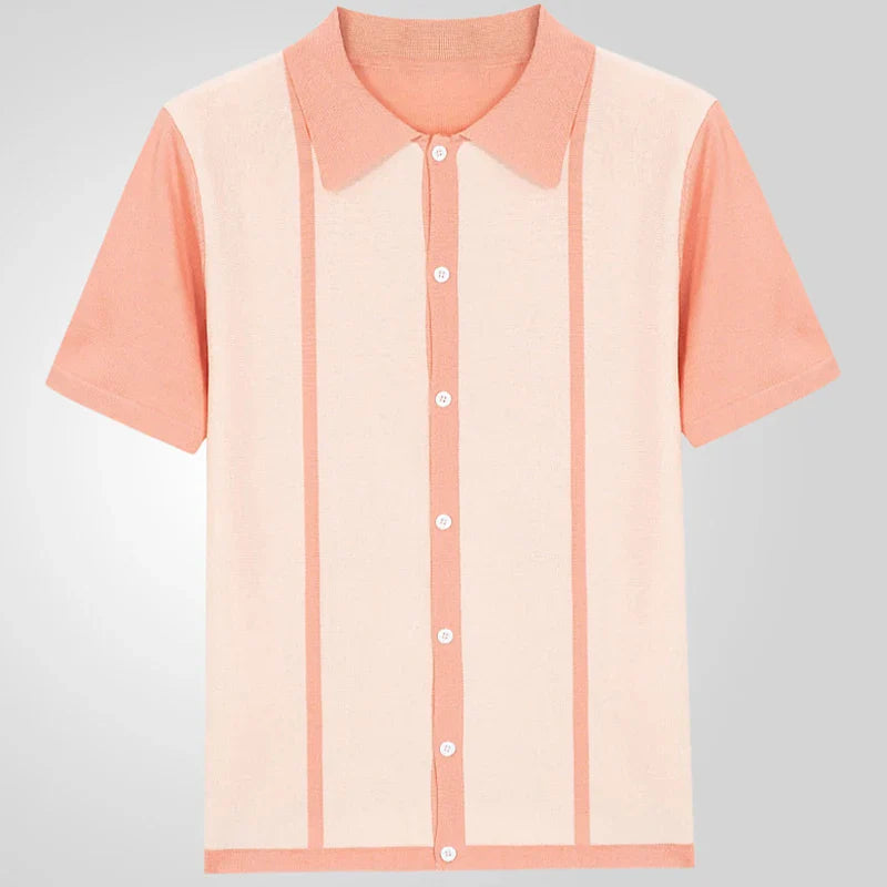 Men's Vintage Knit Polo Shirt – Stylish Breathable Casual Wear