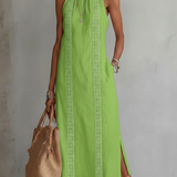 Jimena | Midi Linen Dress with Mandarin Collar