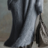 Anselma - V-neck Gray Knitted Maxi Dress