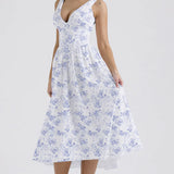 Ariana - V Neck Corset Flare Midi Dress