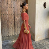 Callie - One Shoulder Mesh Maxi Dress