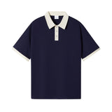 Retro Color Block Polo Shirt – Comfortable Cotton Casual Wear