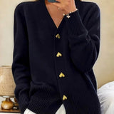 Adele - Elegant Cardigan with Heart Buttons