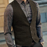 Tweed Waistcoat – Vintage Herringbone Style for Formal Occasions