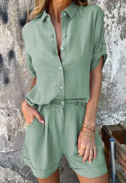 Women's Lightweight Two-Piece Shorts and Top Set