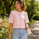 Women's Puff Sleeve Blouse – Chic Structured Design for Effortless Elegance