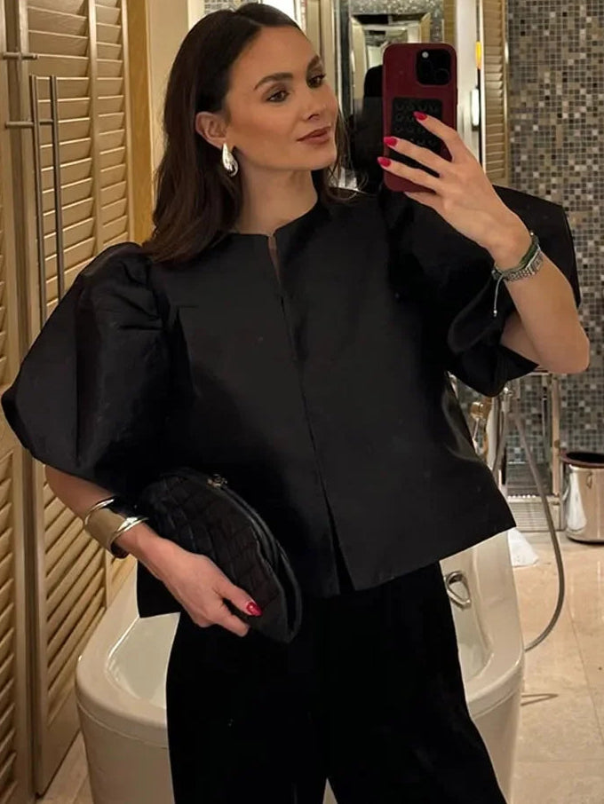Women's Puff Sleeve Blouse – Chic Structured Design for Effortless Elegance