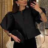 Women's Puff Sleeve Blouse – Chic Structured Design for Effortless Elegance