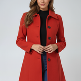 Women's Tailored Longline Coat – Single-Breasted Wool Blend Overcoat