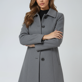 Women's Tailored Longline Coat – Single-Breasted Wool Blend Overcoat
