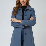 Women's Tailored Longline Coat – Single-Breasted Wool Blend Overcoat
