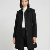 Women's Tailored Longline Coat – Single-Breasted Wool Blend Overcoat