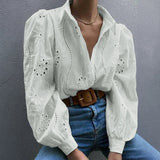 Women's White Blouse – Chic Puff Sleeve Top for Effortless Summer Style