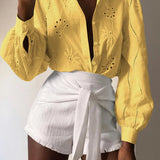 Women's White Blouse – Chic Puff Sleeve Top for Effortless Summer Style